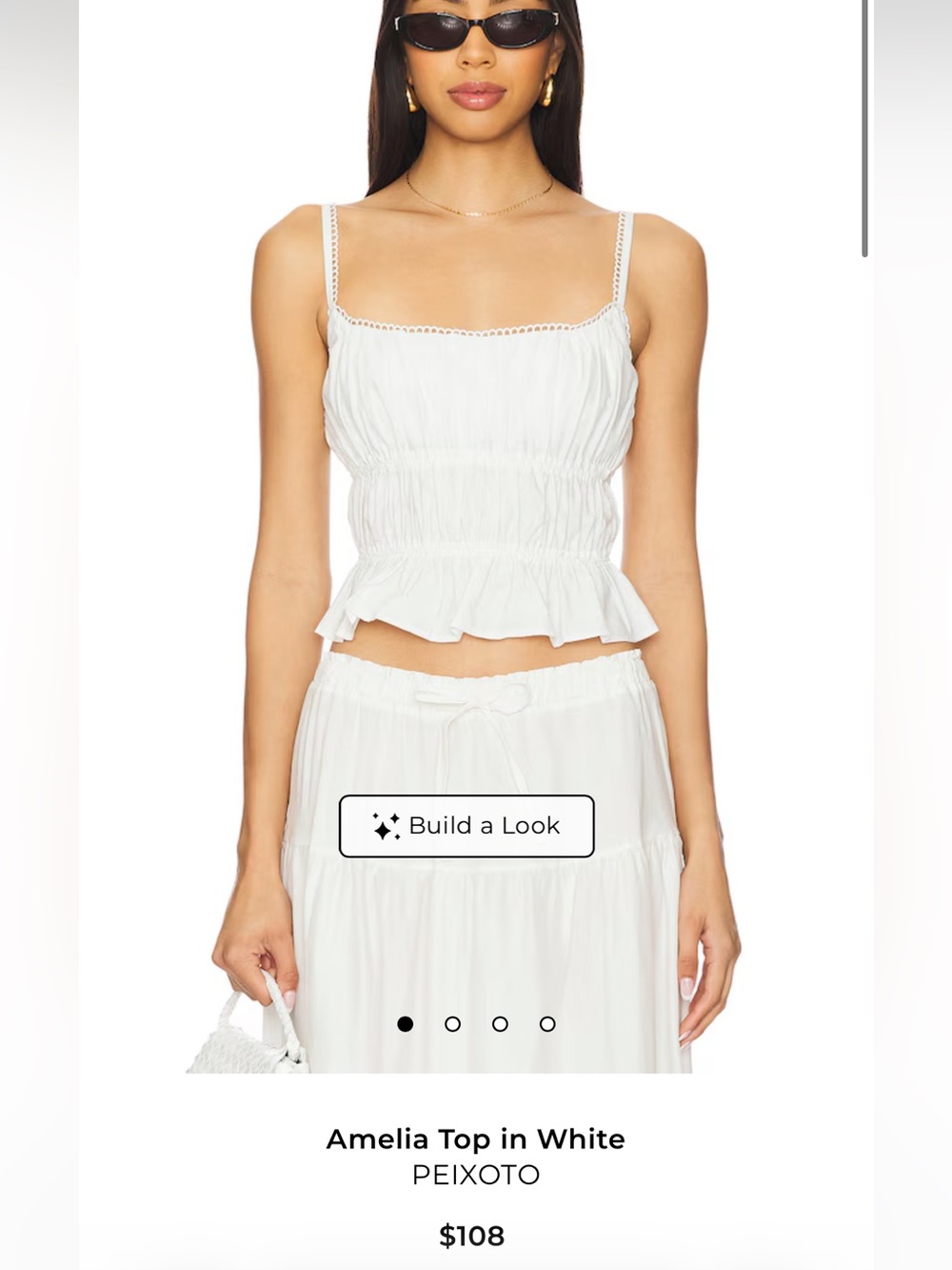 Smocked White Ruffle Crop Tank Top